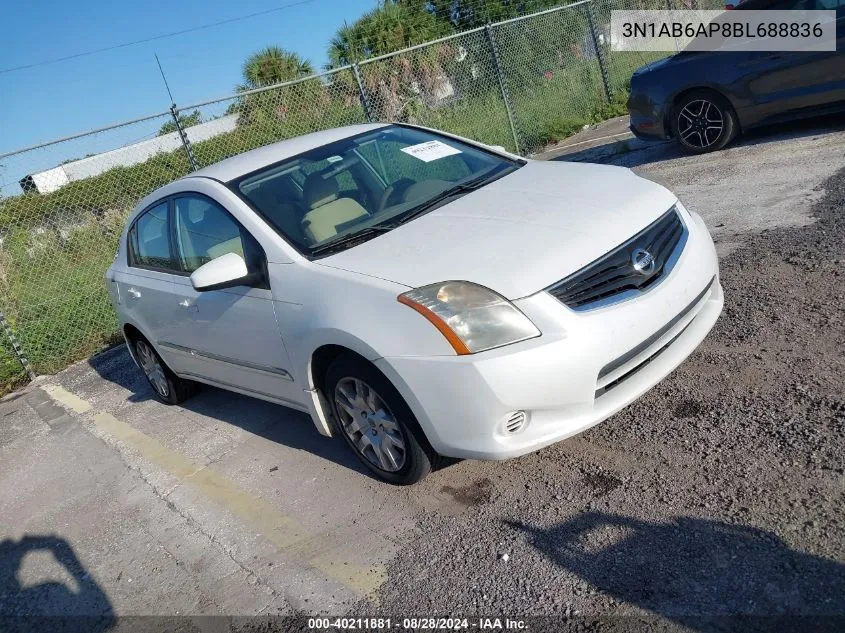 2011 Nissan Sentra 2.0S VIN: 3N1AB6AP8BL688836 Lot: 40211881