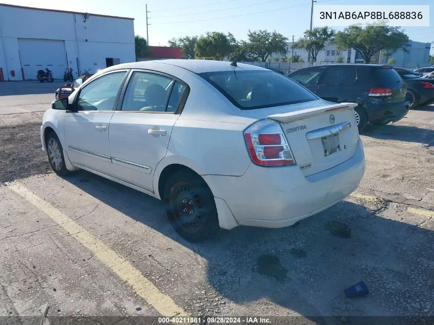 2011 Nissan Sentra 2.0S VIN: 3N1AB6AP8BL688836 Lot: 40211881