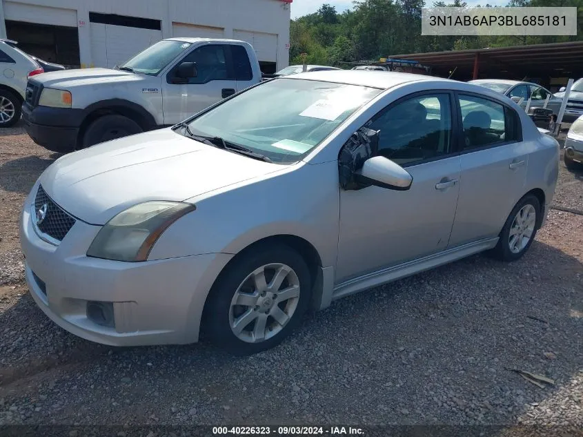 2011 Nissan Sentra 2.0Sr VIN: 3N1AB6AP3BL685181 Lot: 40226323