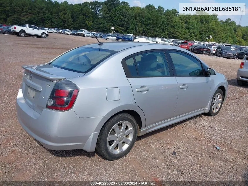 2011 Nissan Sentra 2.0Sr VIN: 3N1AB6AP3BL685181 Lot: 40226323