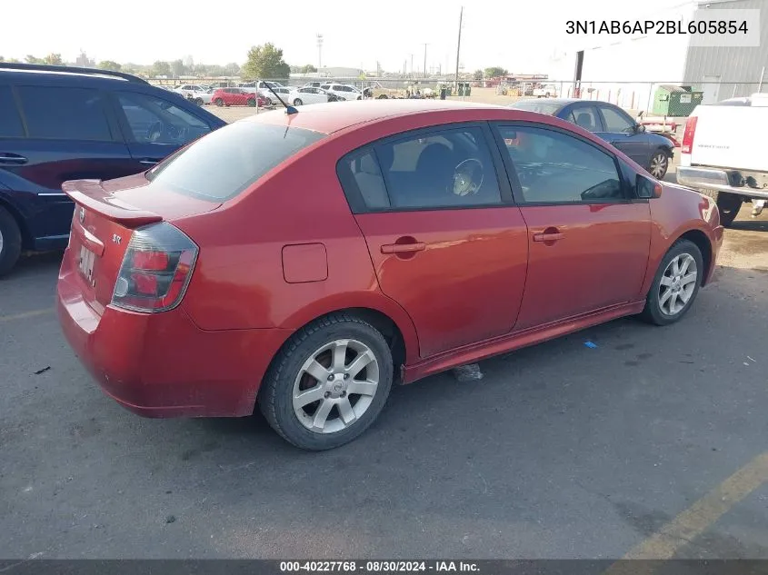 2011 Nissan Sentra 2.0Sr VIN: 3N1AB6AP2BL605854 Lot: 40227768