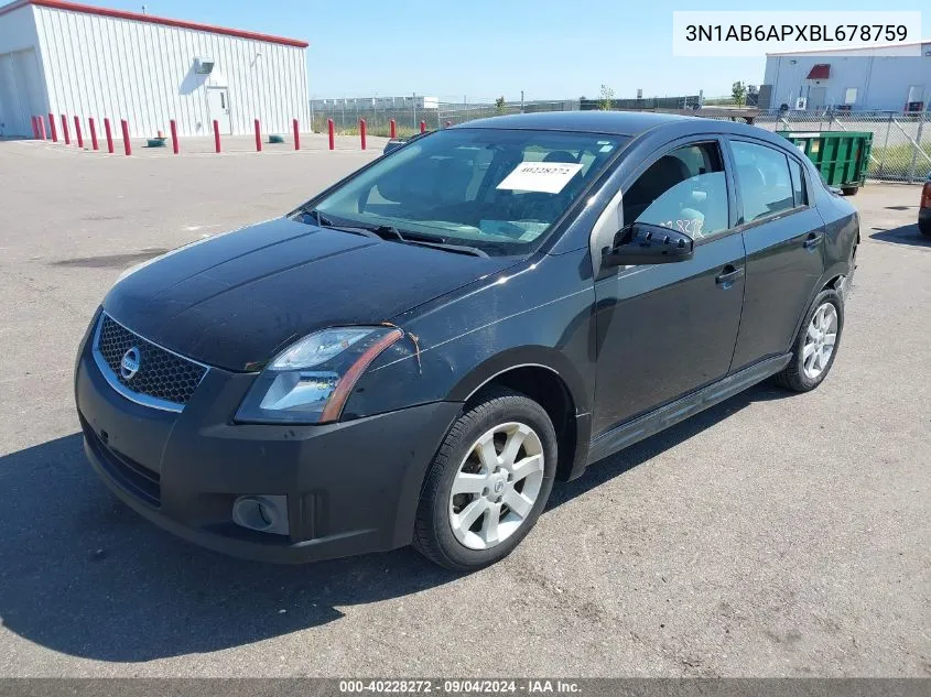 2011 Nissan Sentra 2.0Sr VIN: 3N1AB6APXBL678759 Lot: 40228272