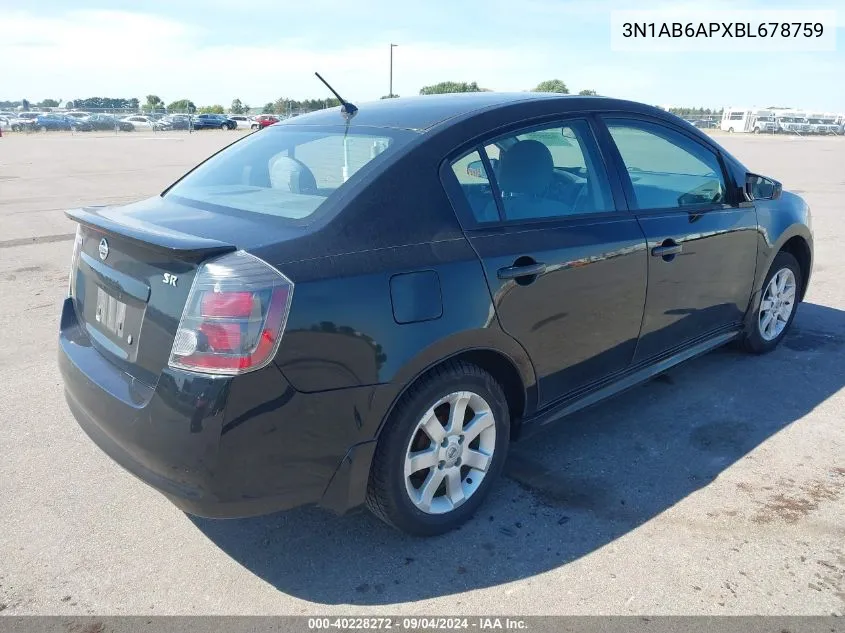 2011 Nissan Sentra 2.0Sr VIN: 3N1AB6APXBL678759 Lot: 40228272