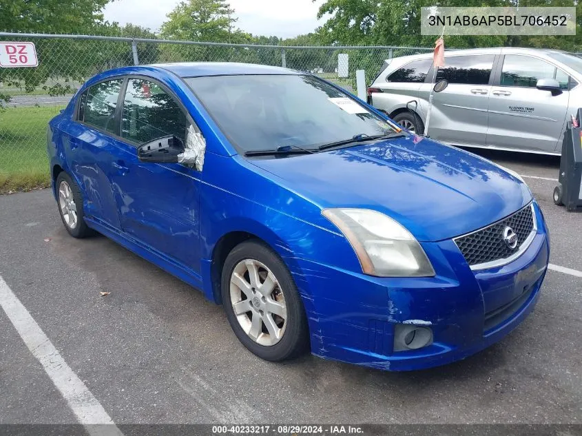 2011 Nissan Sentra 2.0Sr VIN: 3N1AB6AP5BL706452 Lot: 40233217