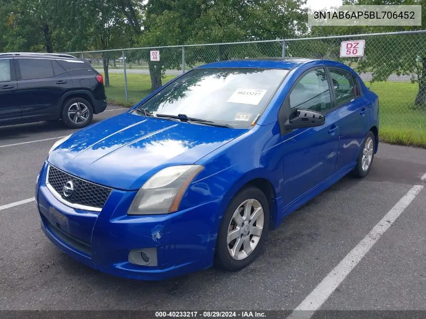 2011 Nissan Sentra 2.0Sr VIN: 3N1AB6AP5BL706452 Lot: 40233217