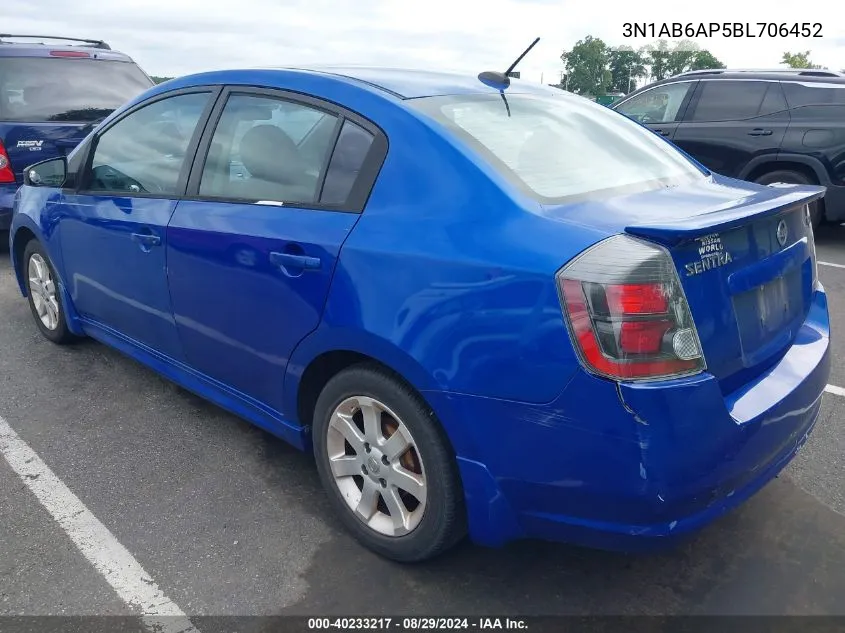 2011 Nissan Sentra 2.0Sr VIN: 3N1AB6AP5BL706452 Lot: 40233217