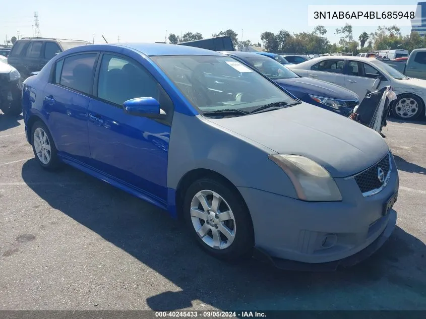 2011 Nissan Sentra 2.0Sr VIN: 3N1AB6AP4BL685948 Lot: 40245433