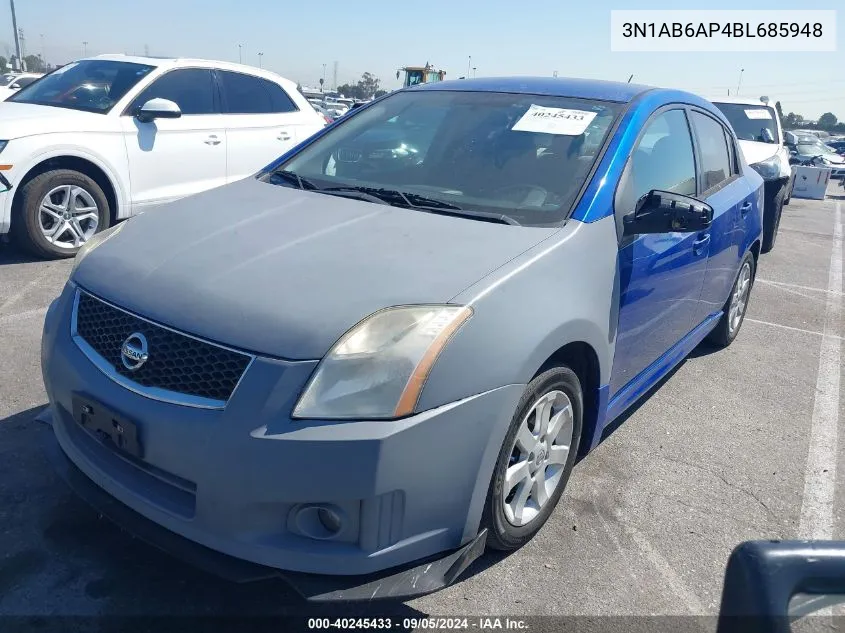 2011 Nissan Sentra 2.0Sr VIN: 3N1AB6AP4BL685948 Lot: 40245433