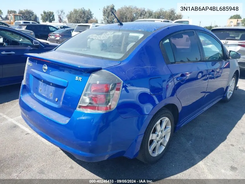 2011 Nissan Sentra 2.0Sr VIN: 3N1AB6AP4BL685948 Lot: 40245433