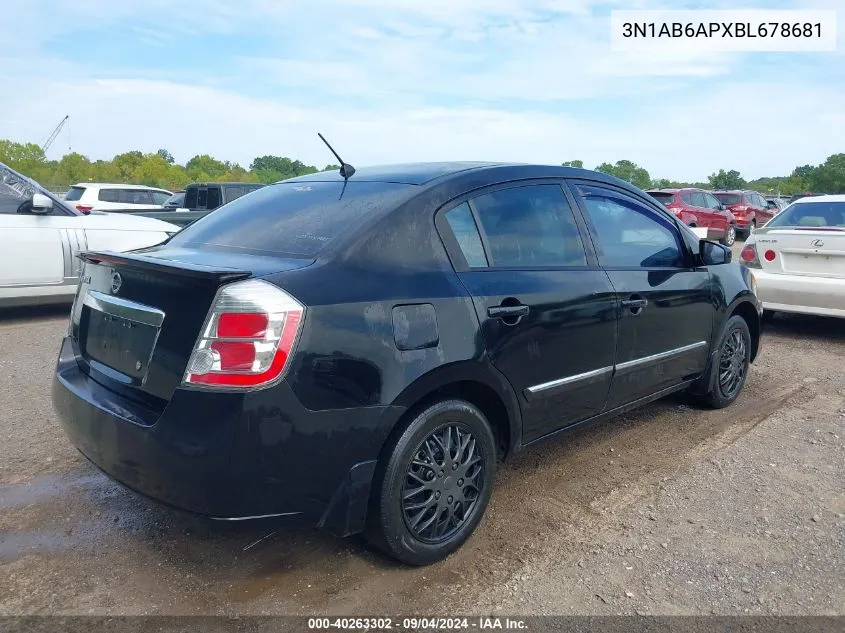 2011 Nissan Sentra 2.0S VIN: 3N1AB6APXBL678681 Lot: 40263302