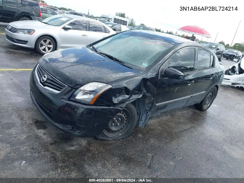 2011 Nissan Sentra 2.0/2.0S/Sr/2.0Sl VIN: 3N1AB6AP2BL724214 Lot: 40263981