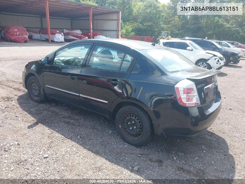 2011 Nissan Sentra 2.0S VIN: 3N1AB6AP8BL613151 Lot: 40268030