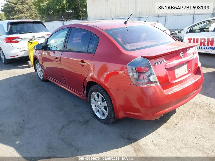 2011 Nissan Sentra 2.0Sr VIN: 3N1AB6AP7BL693199 Lot: 40286070