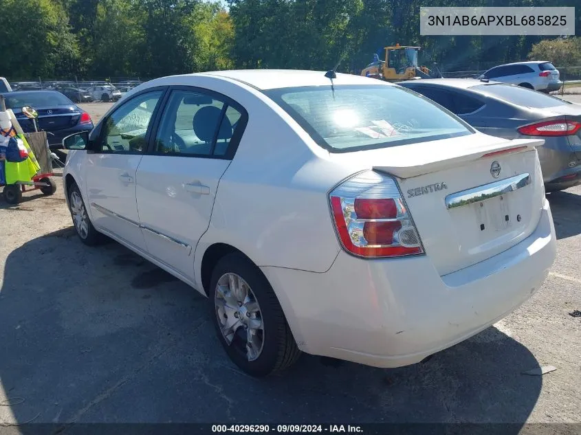 2011 Nissan Sentra 2.0S VIN: 3N1AB6APXBL685825 Lot: 40296290