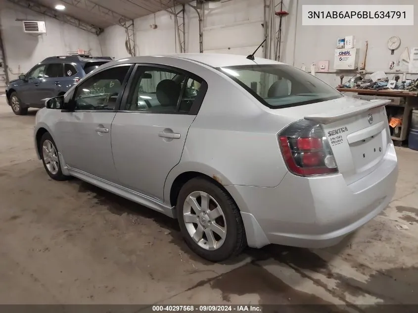 2011 Nissan Sentra 2.0Sr VIN: 3N1AB6AP6BL634791 Lot: 40297568