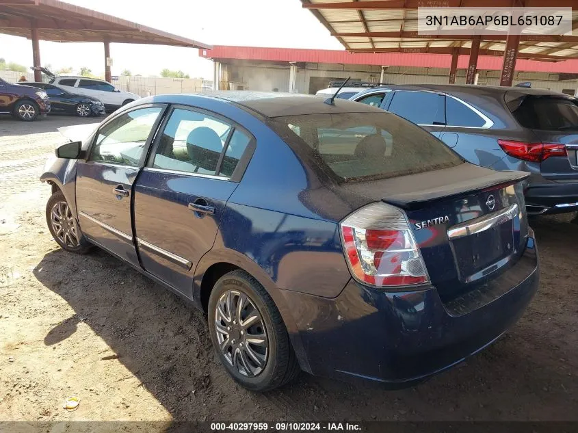 2011 Nissan Sentra 2.0/2.0S/Sr/2.0Sl VIN: 3N1AB6AP6BL651087 Lot: 40297959