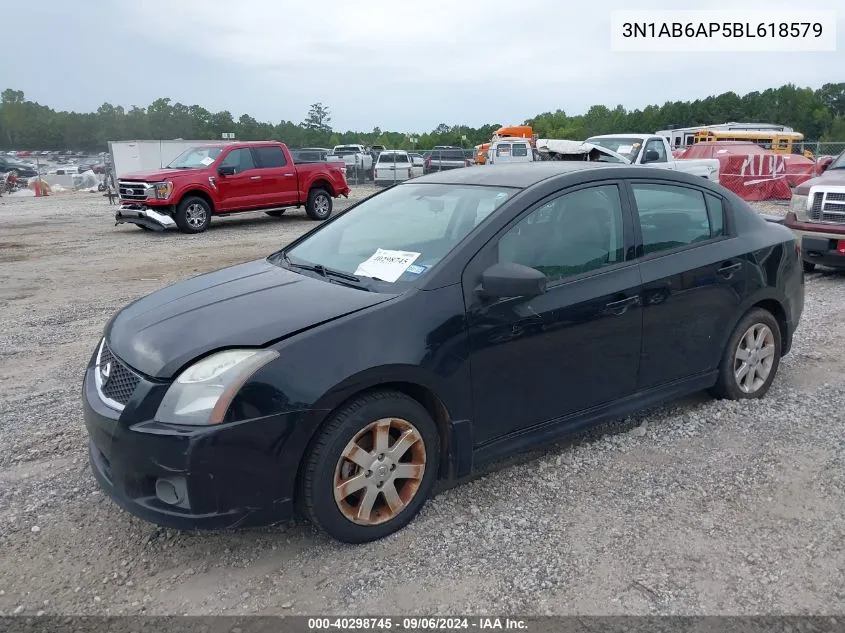 2011 Nissan Sentra 2.0Sr VIN: 3N1AB6AP5BL618579 Lot: 40298745