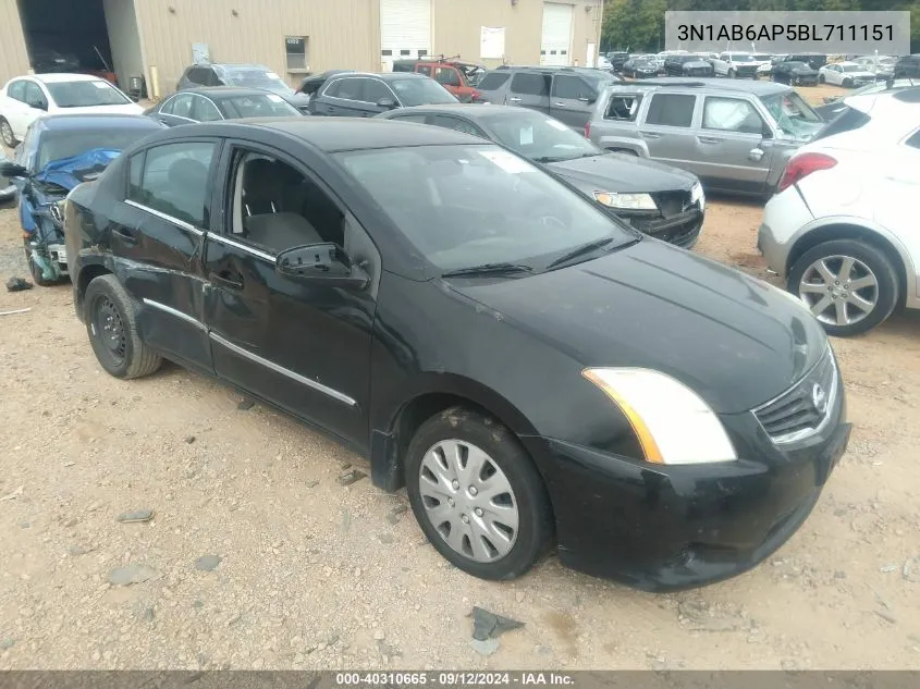 2011 Nissan Sentra 2.0/2.0S/Sr/2.0Sl VIN: 3N1AB6AP5BL711151 Lot: 40310665