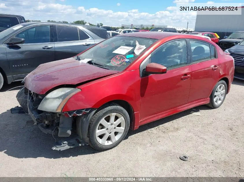 2011 Nissan Sentra 2.0/2.0S/Sr/2.0Sl VIN: 3N1AB6AP6BL687524 Lot: 40333965