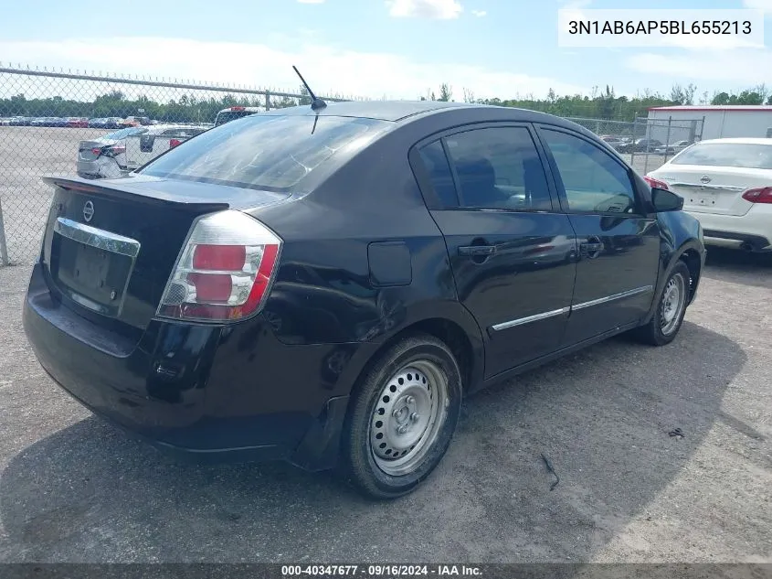 2011 Nissan Sentra 2.0/2.0S/Sr/2.0Sl VIN: 3N1AB6AP5BL655213 Lot: 40347677