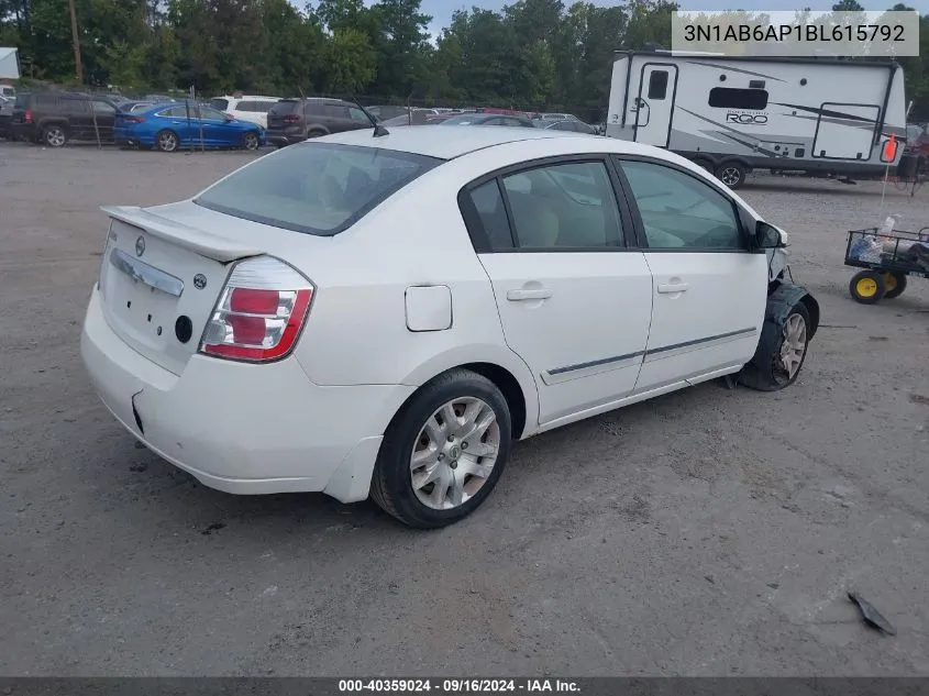 2011 Nissan Sentra 2.0S VIN: 3N1AB6AP1BL615792 Lot: 40359024