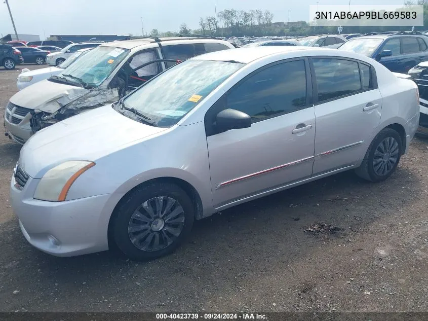 2011 Nissan Sentra 2.0S VIN: 3N1AB6AP9BL669583 Lot: 40423739