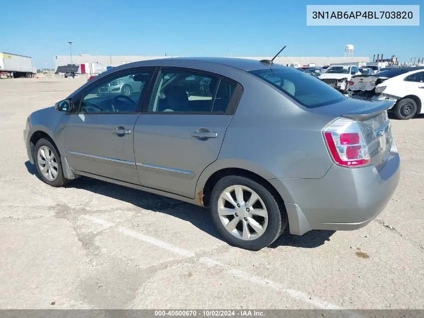 2011 Nissan Sentra 2.0Sl VIN: 3N1AB6AP4BL703820 Lot: 40500670