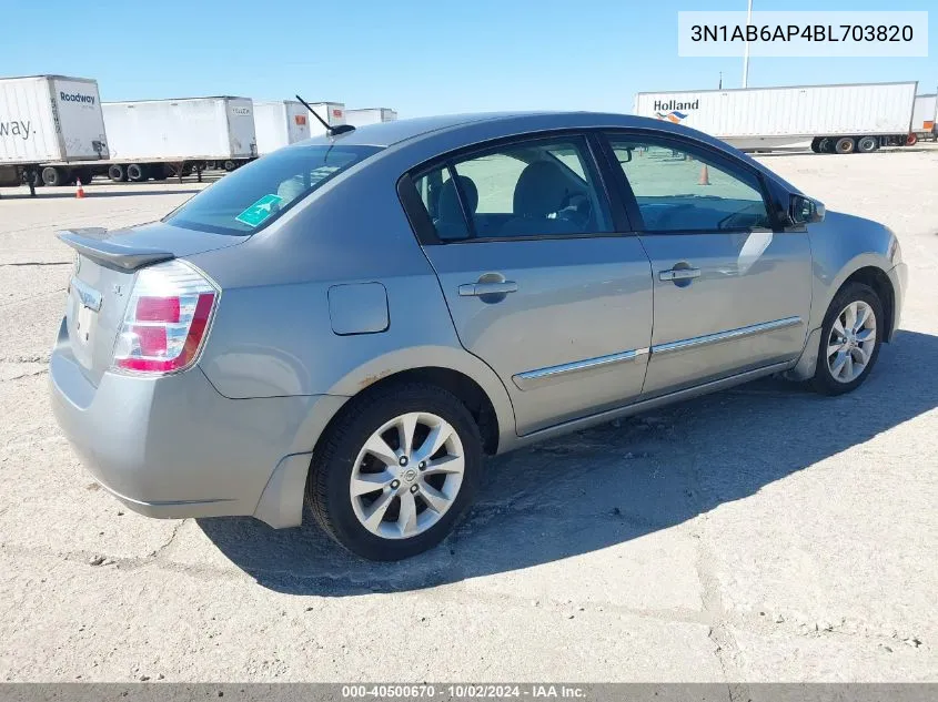 2011 Nissan Sentra 2.0Sl VIN: 3N1AB6AP4BL703820 Lot: 40500670