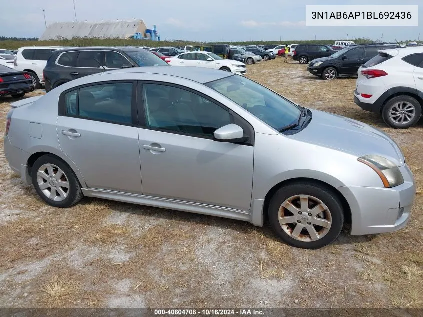 2011 Nissan Sentra 2.0Sr VIN: 3N1AB6AP1BL692436 Lot: 40604708