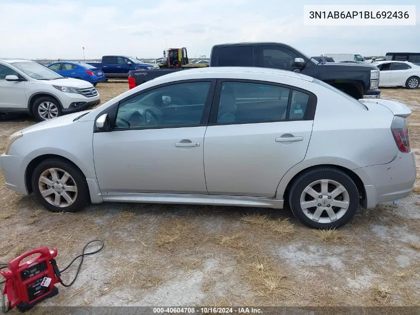 2011 Nissan Sentra 2.0Sr VIN: 3N1AB6AP1BL692436 Lot: 40604708