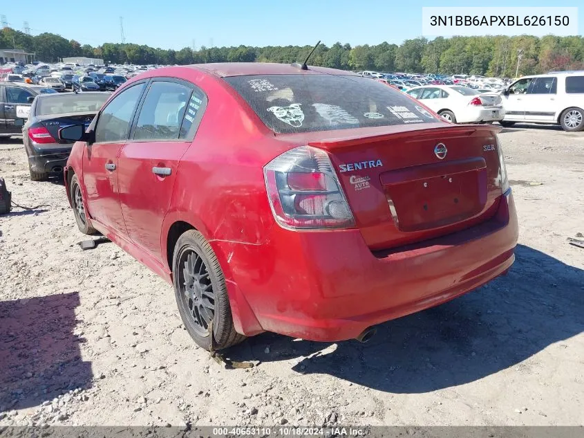 2011 Nissan Sentra Se-R VIN: 3N1BB6APXBL626150 Lot: 40653110