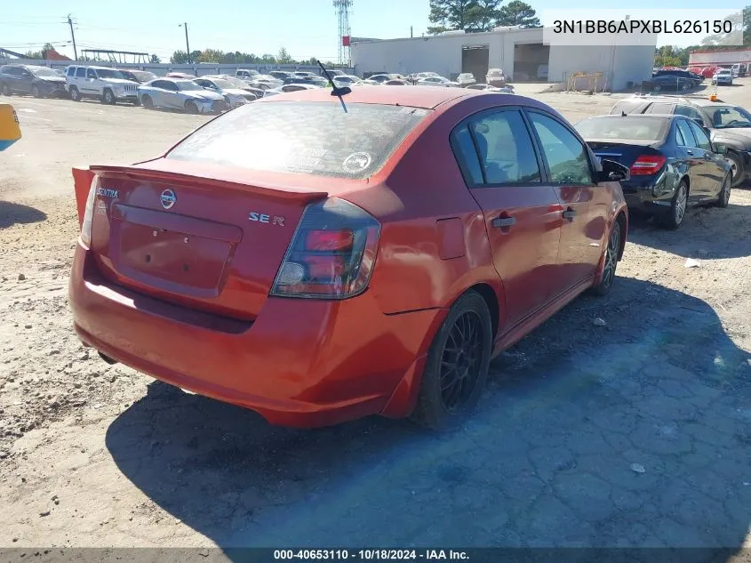 2011 Nissan Sentra Se-R VIN: 3N1BB6APXBL626150 Lot: 40653110