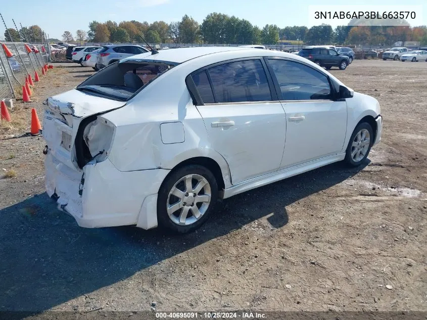 2011 Nissan Sentra 2.0Sr VIN: 3N1AB6AP3BL663570 Lot: 40695091