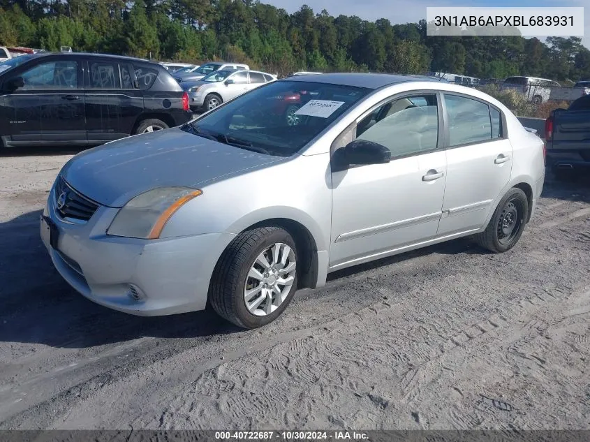 2011 Nissan Sentra 2.0S VIN: 3N1AB6APXBL683931 Lot: 40722687