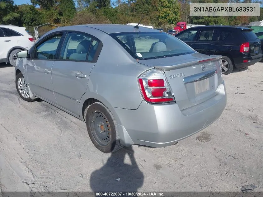 2011 Nissan Sentra 2.0S VIN: 3N1AB6APXBL683931 Lot: 40722687