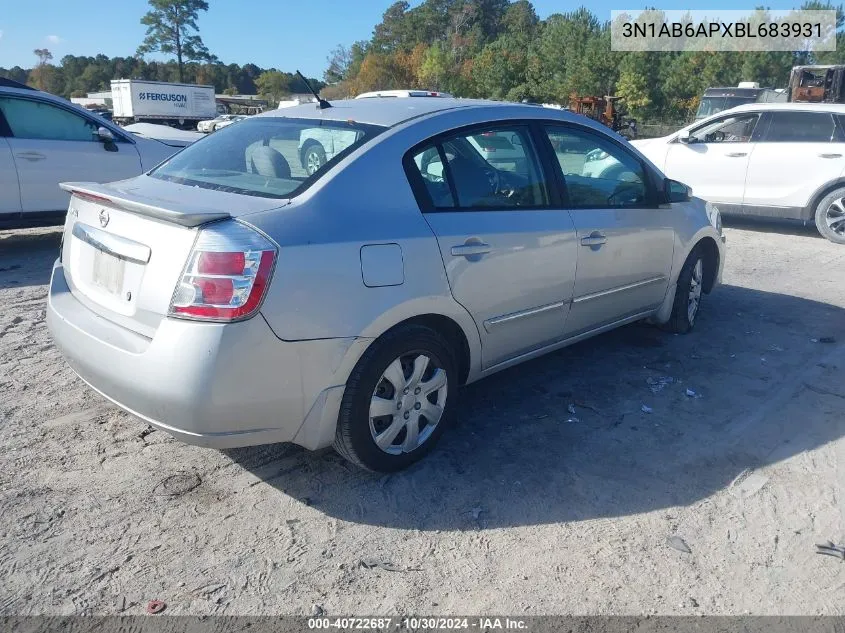 2011 Nissan Sentra 2.0S VIN: 3N1AB6APXBL683931 Lot: 40722687