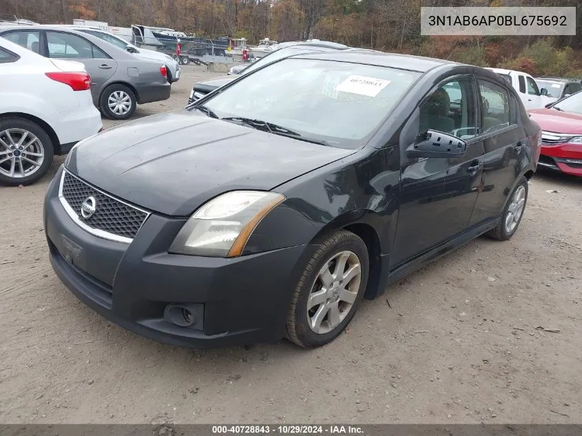 2011 Nissan Sentra 2.0Sr VIN: 3N1AB6AP0BL675692 Lot: 40728843