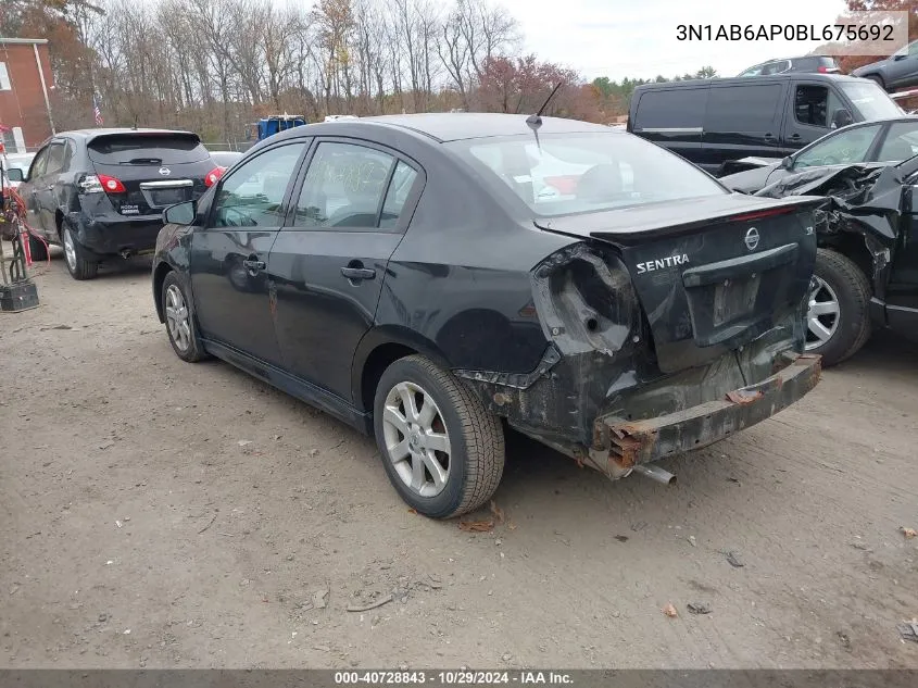 2011 Nissan Sentra 2.0Sr VIN: 3N1AB6AP0BL675692 Lot: 40728843