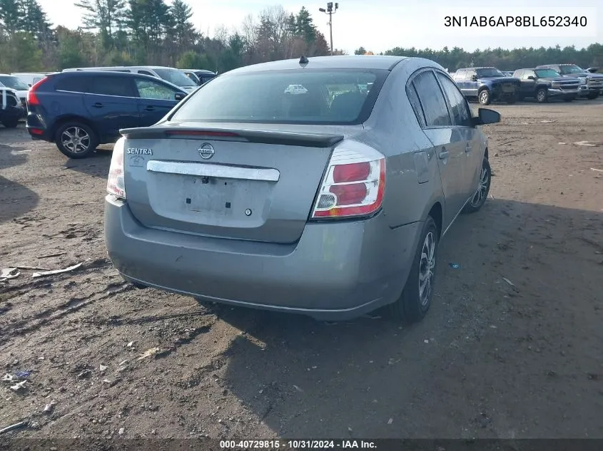 2011 Nissan Sentra 2.0 VIN: 3N1AB6AP8BL652340 Lot: 40729815