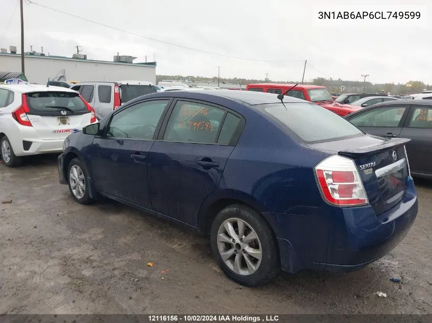 2012 Nissan Sentra 2.0 VIN: 3N1AB6AP6CL749599 Lot: 12116156