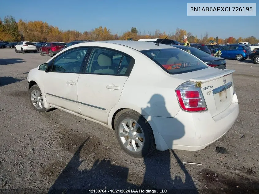 2012 Nissan Sentra 2.0 S VIN: 3N1AB6APXCL726195 Lot: 12130764