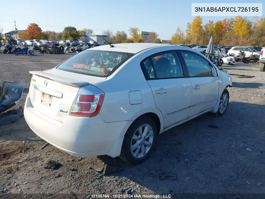 2012 Nissan Sentra 2.0 S VIN: 3N1AB6APXCL726195 Lot: 12130764