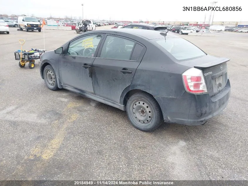 2012 Nissan Sentra Se-R VIN: 3N1BB6APXCL680856 Lot: 20184949