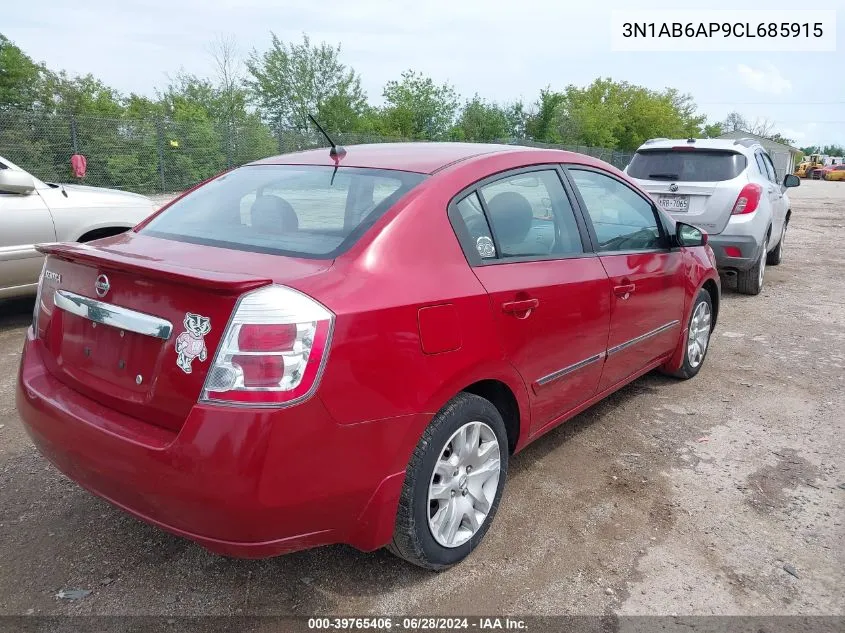 2012 Nissan Sentra 2.0 S VIN: 3N1AB6AP9CL685915 Lot: 39765406