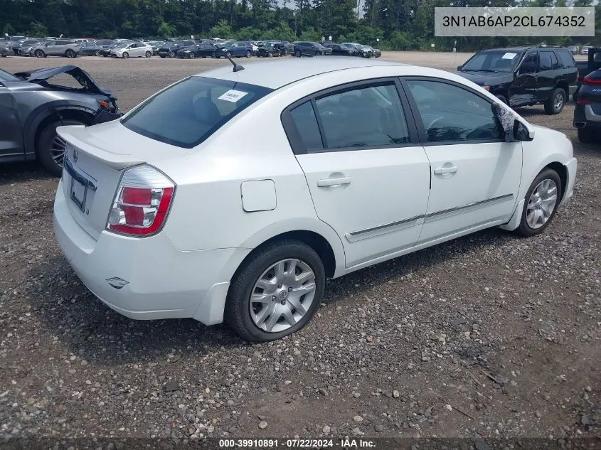 2012 Nissan Sentra 2.0 S VIN: 3N1AB6AP2CL674352 Lot: 39910891