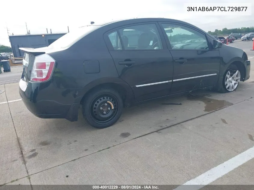 2012 Nissan Sentra 2.0 S VIN: 3N1AB6AP7CL729877 Lot: 40012229