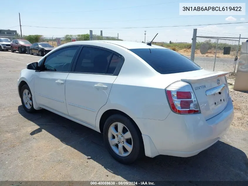 2012 Nissan Sentra 2.0 VIN: 3N1AB6AP8CL619422 Lot: 40059638