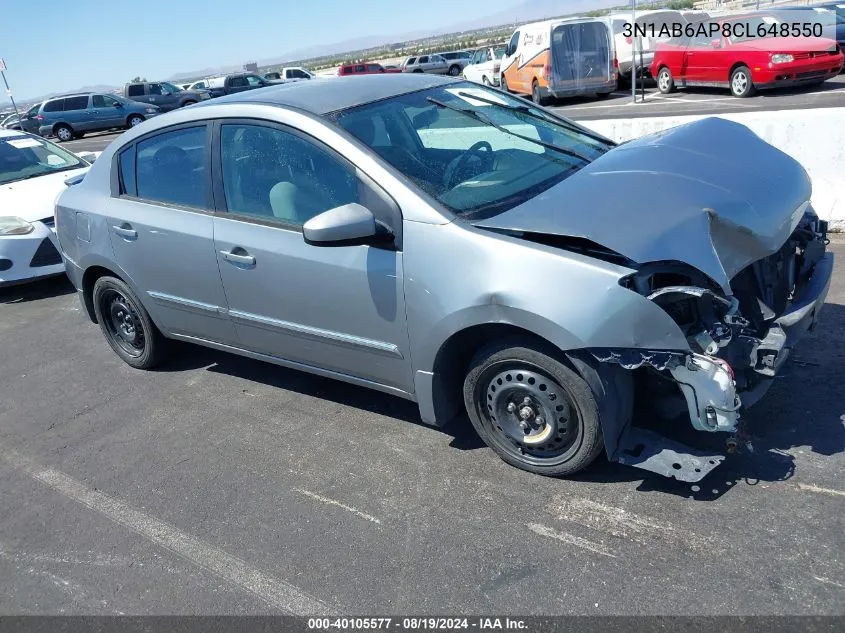 2012 Nissan Sentra 2.0 S VIN: 3N1AB6AP8CL648550 Lot: 40105577