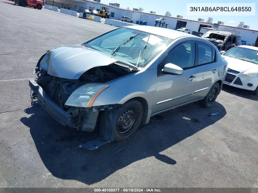 3N1AB6AP8CL648550 2012 Nissan Sentra 2.0 S