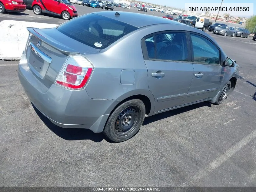 2012 Nissan Sentra 2.0 S VIN: 3N1AB6AP8CL648550 Lot: 40105577